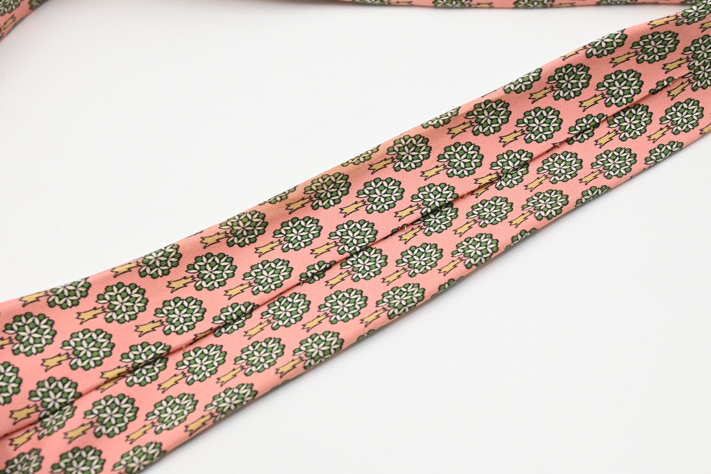 Hermes Tie in Pale Pink and Green Silk