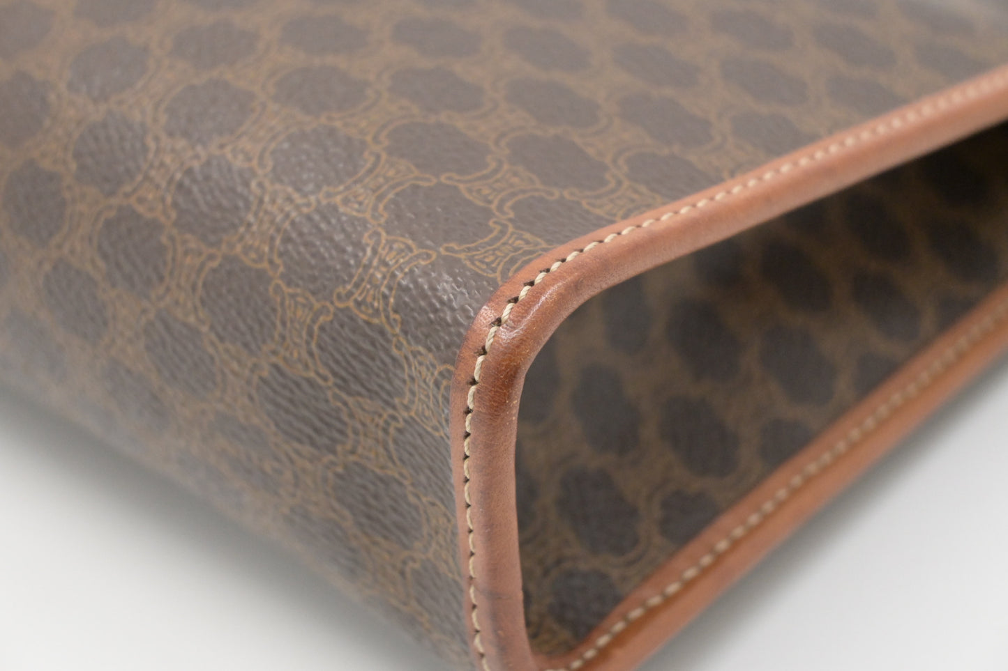 Celine Pouch in Brown Macadam Canvas