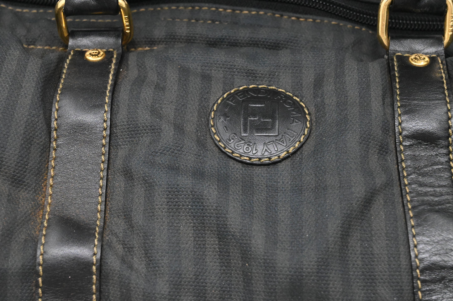Fendi Travel Bag in Black Striped Canvas