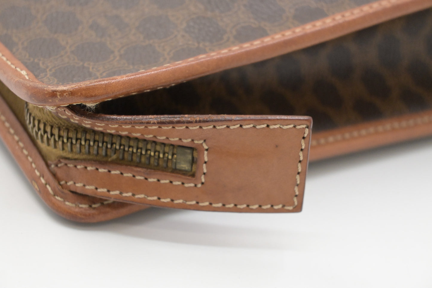 Celine Pouch in Brown Macadam Canvas