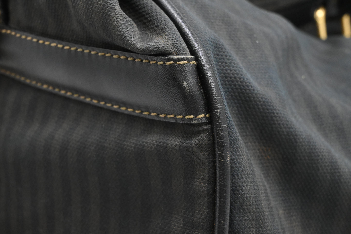 Fendi Travel Bag in Black Striped Canvas
