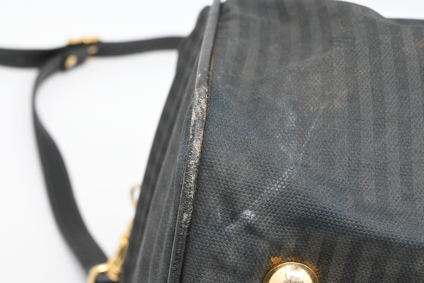 Fendi Travel Bag in Black Striped Canvas