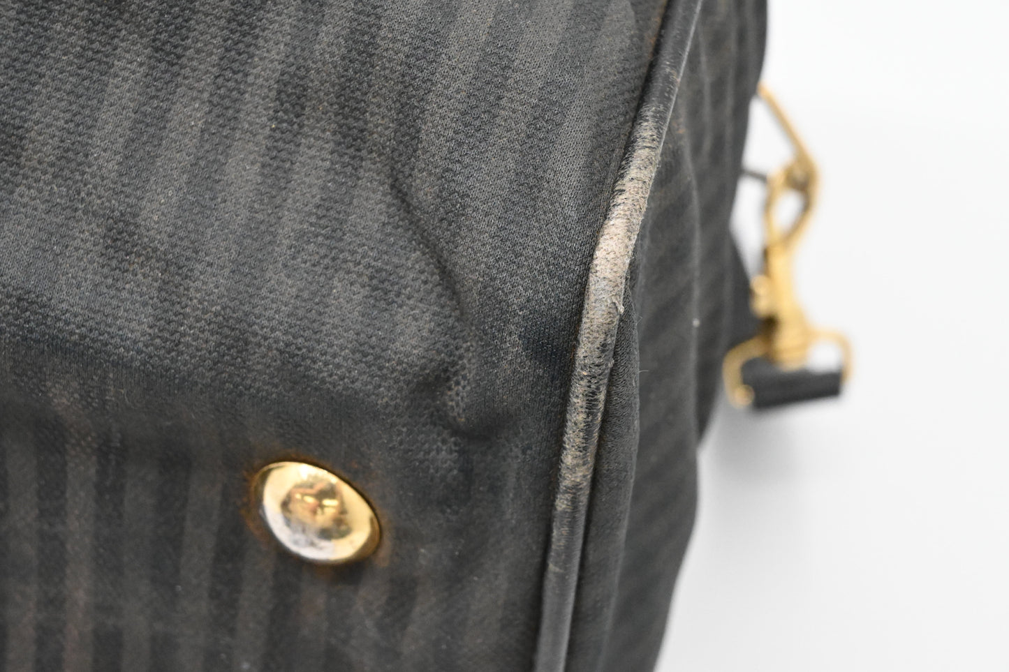 Fendi Travel Bag in Black Striped Canvas