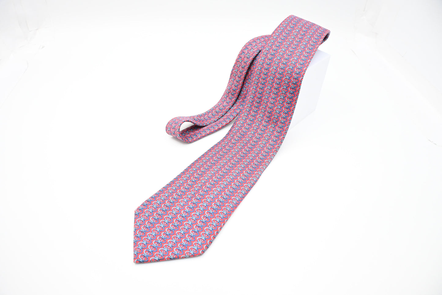 Hermes Tie in Red and Blue Silk