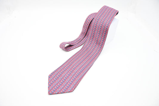 Hermes Tie in Red and Blue Silk