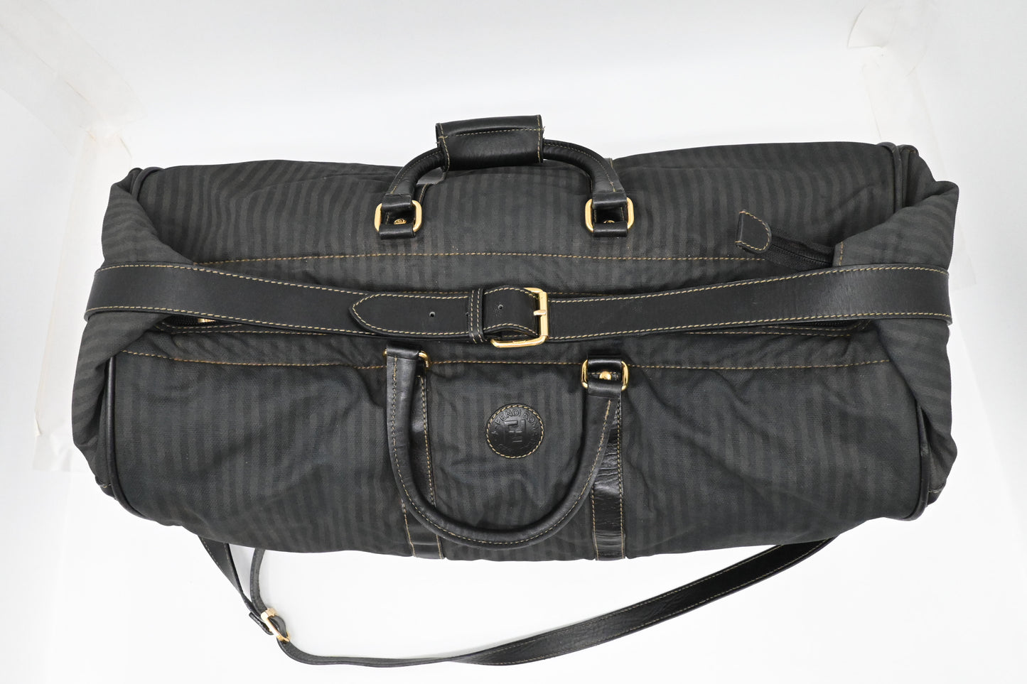 Fendi Travel Bag in Black Striped Canvas