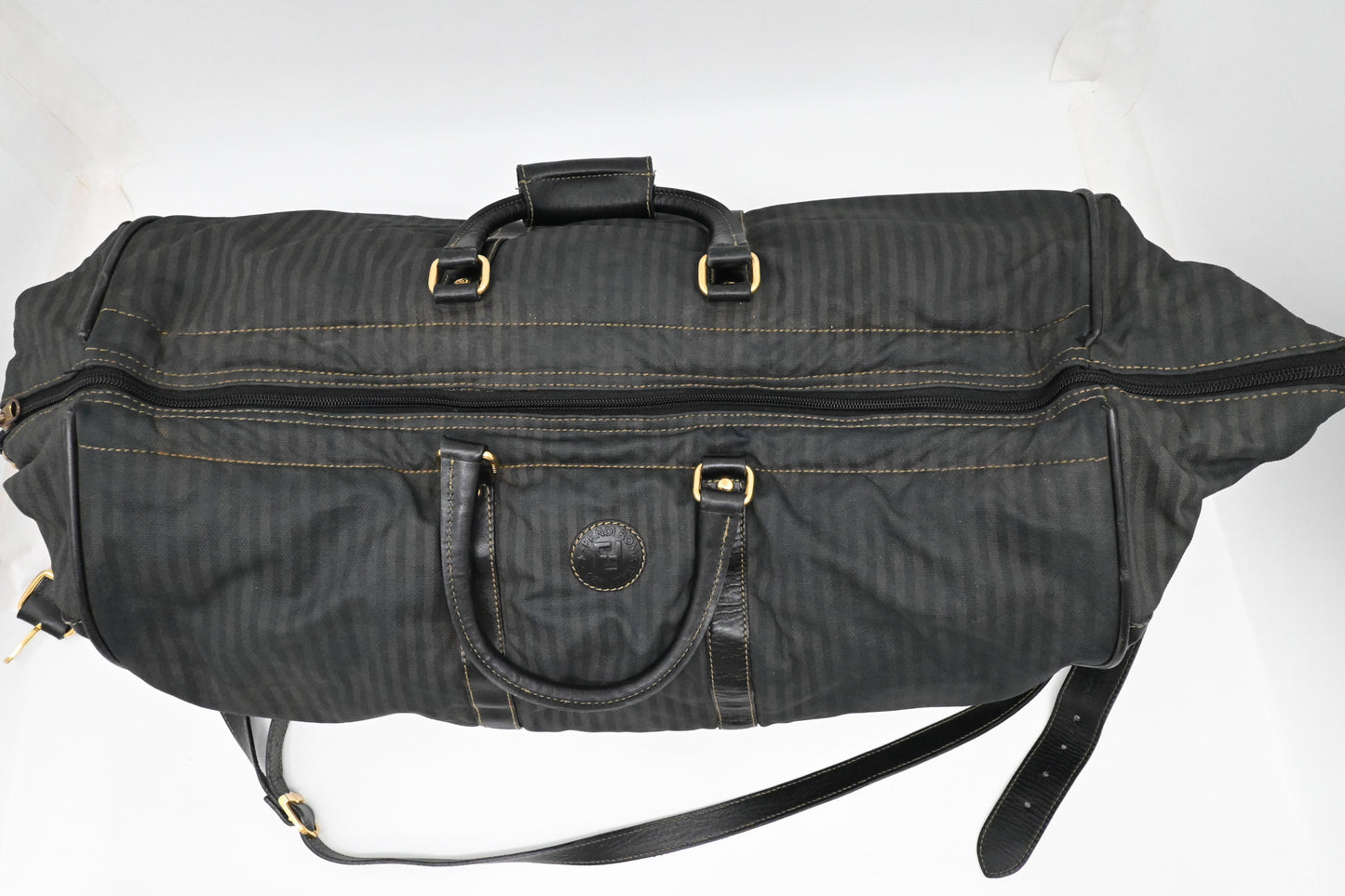 Fendi Travel Bag in Black Striped Canvas