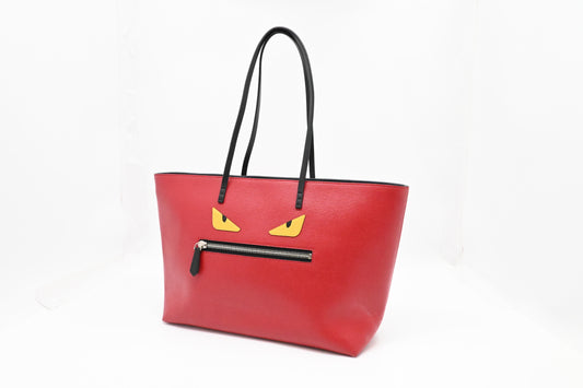Fendi Monster Tote Bag in Red Leather