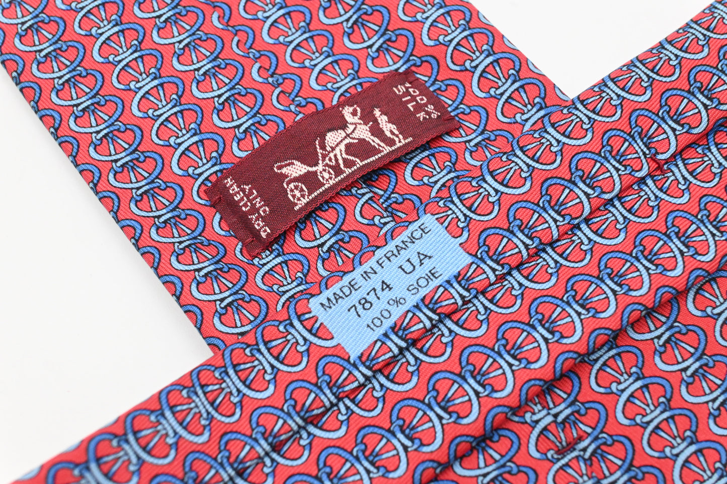 Hermes Tie in Red and Blue Silk