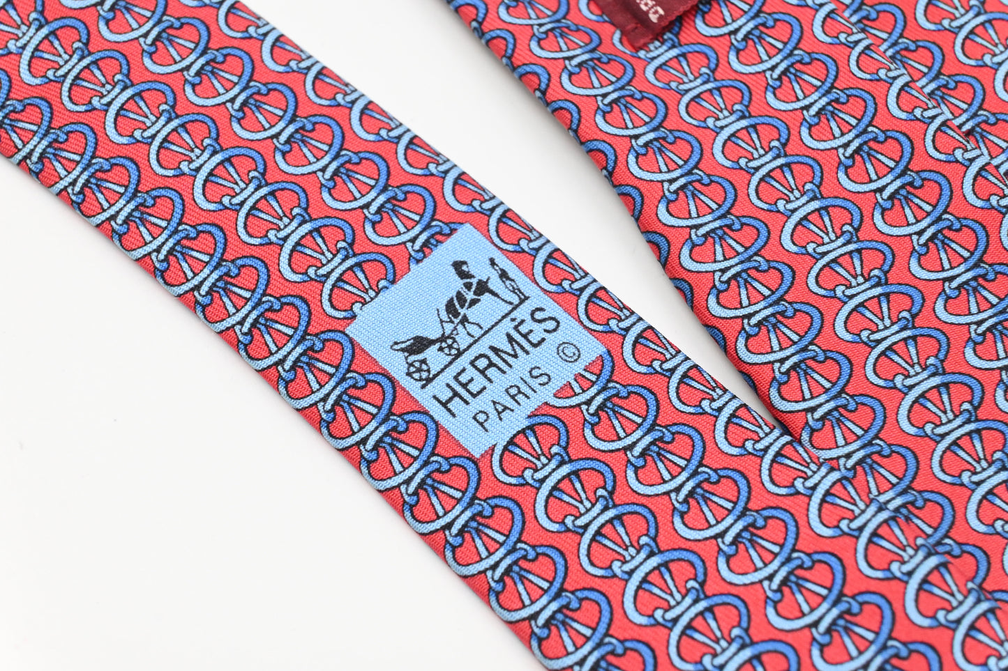 Hermes Tie in Red and Blue Silk