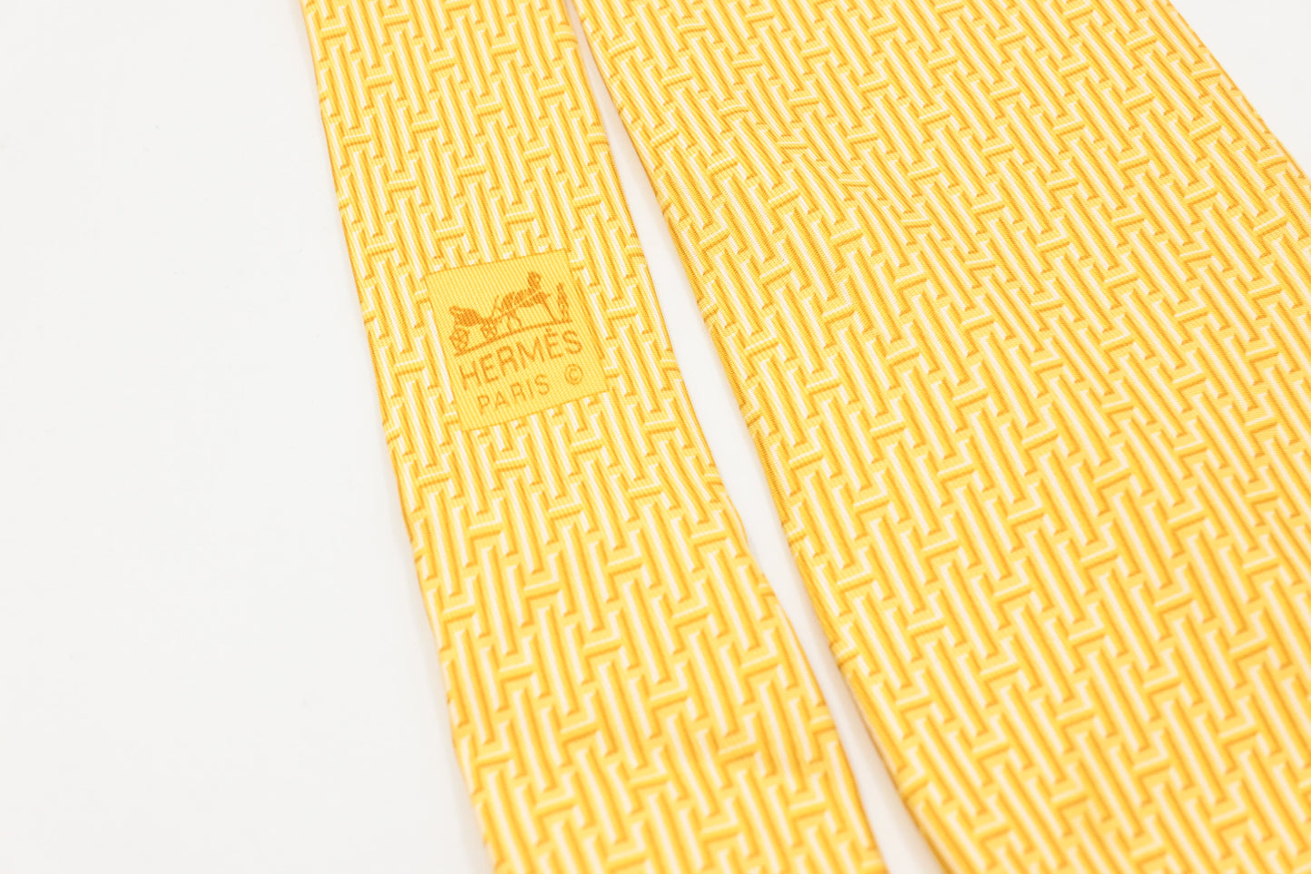 Hermes Tie in Yellow Silk