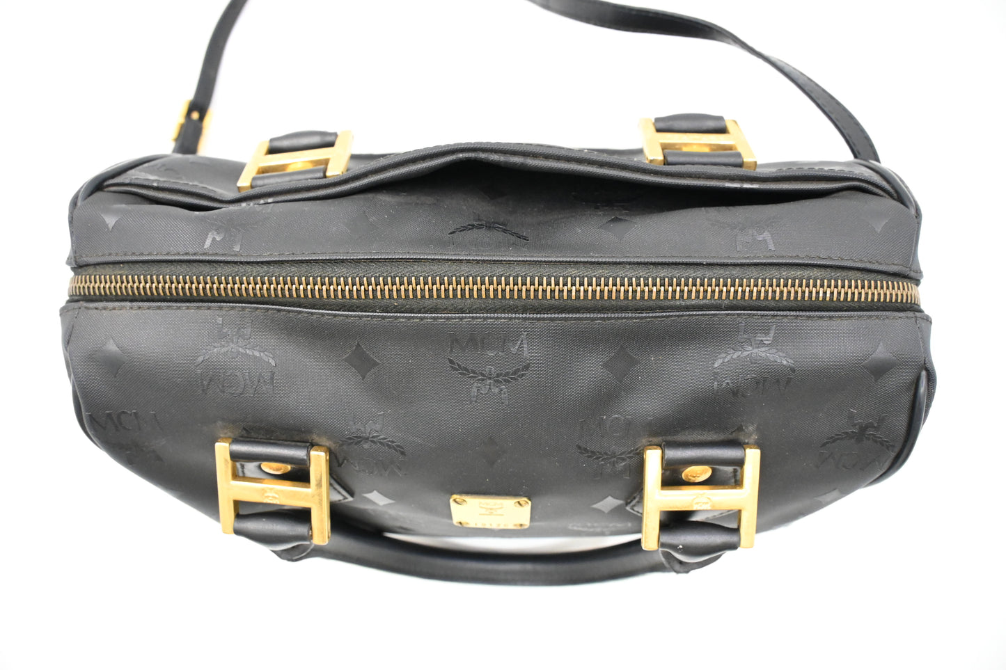 MCM 2way Boston Bag in Black Coated Canvas