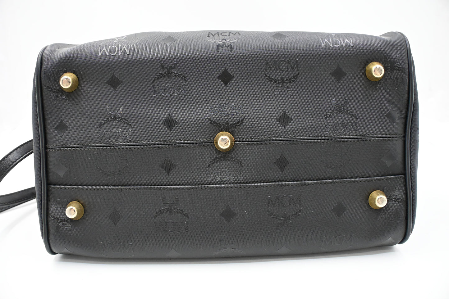 MCM 2way Boston Bag in Black Coated Canvas