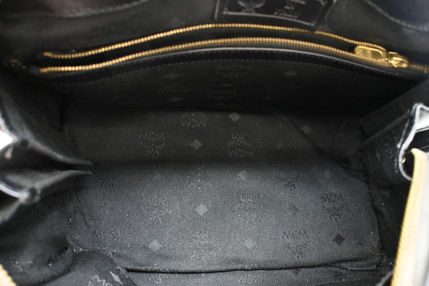 MCM 2way Boston Bag in Black Coated Canvas