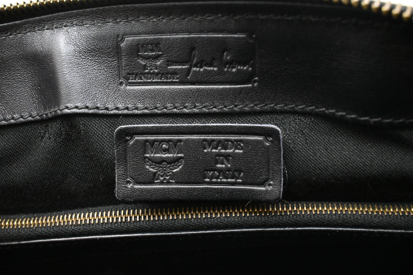 MCM 2way Boston Bag in Black Coated Canvas