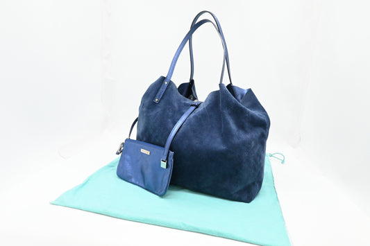 Tiffany & Co. Large Reversible Tote in Navy Blue Leather