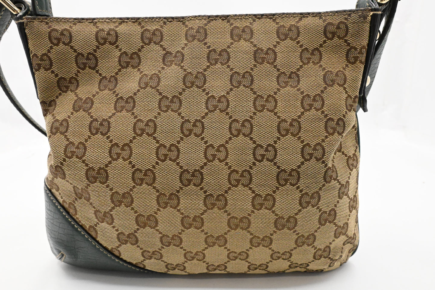 Gucci Horsebit Crossbody in GG Canvas and Green Leather