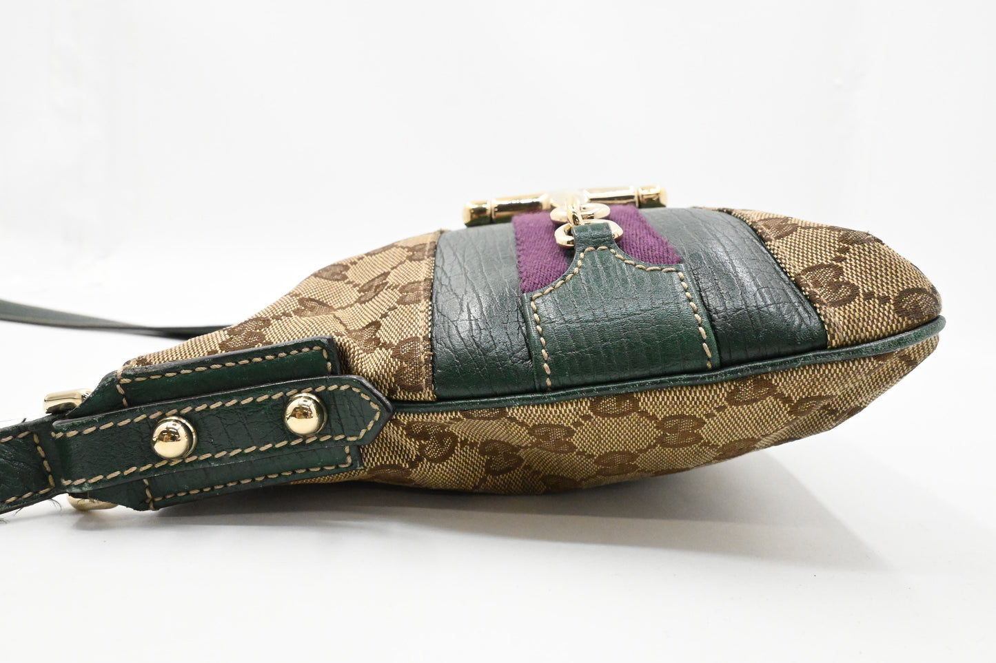 Gucci Horsebit Crossbody in GG Canvas and Green Leather
