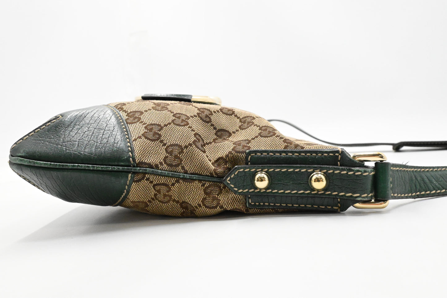 Gucci Horsebit Crossbody in GG Canvas and Green Leather