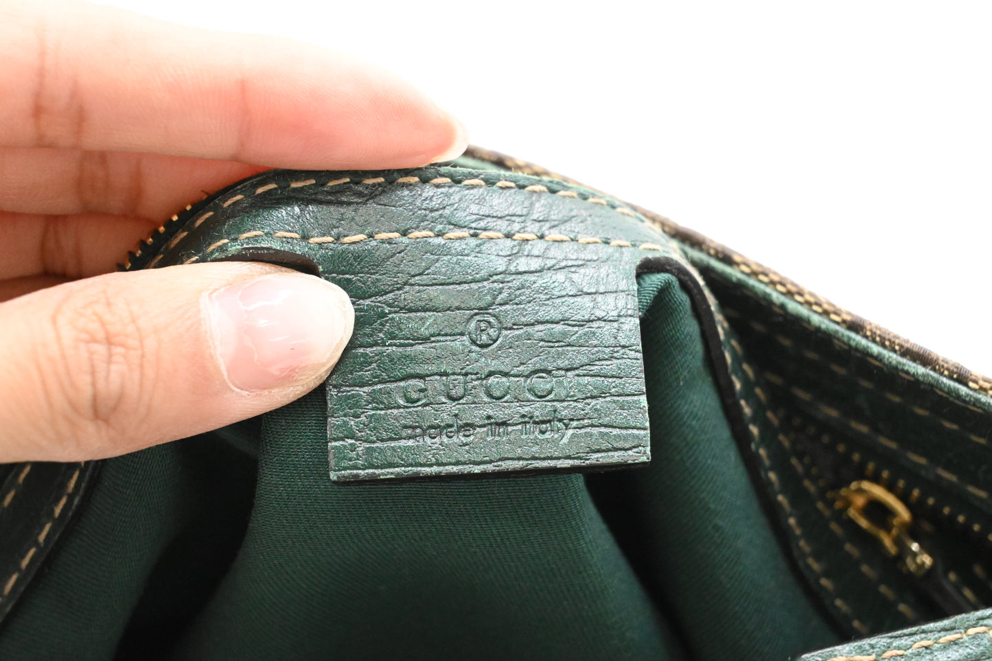 Gucci Horsebit Crossbody in GG Canvas and Green Leather