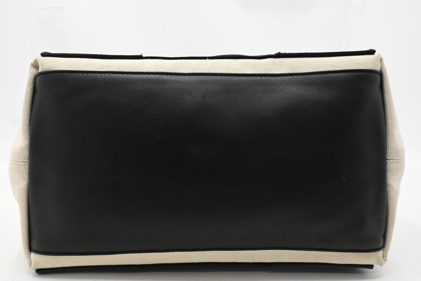 Balenciaga Medium Navy Cabas Tote in Ecru and Black Canvas