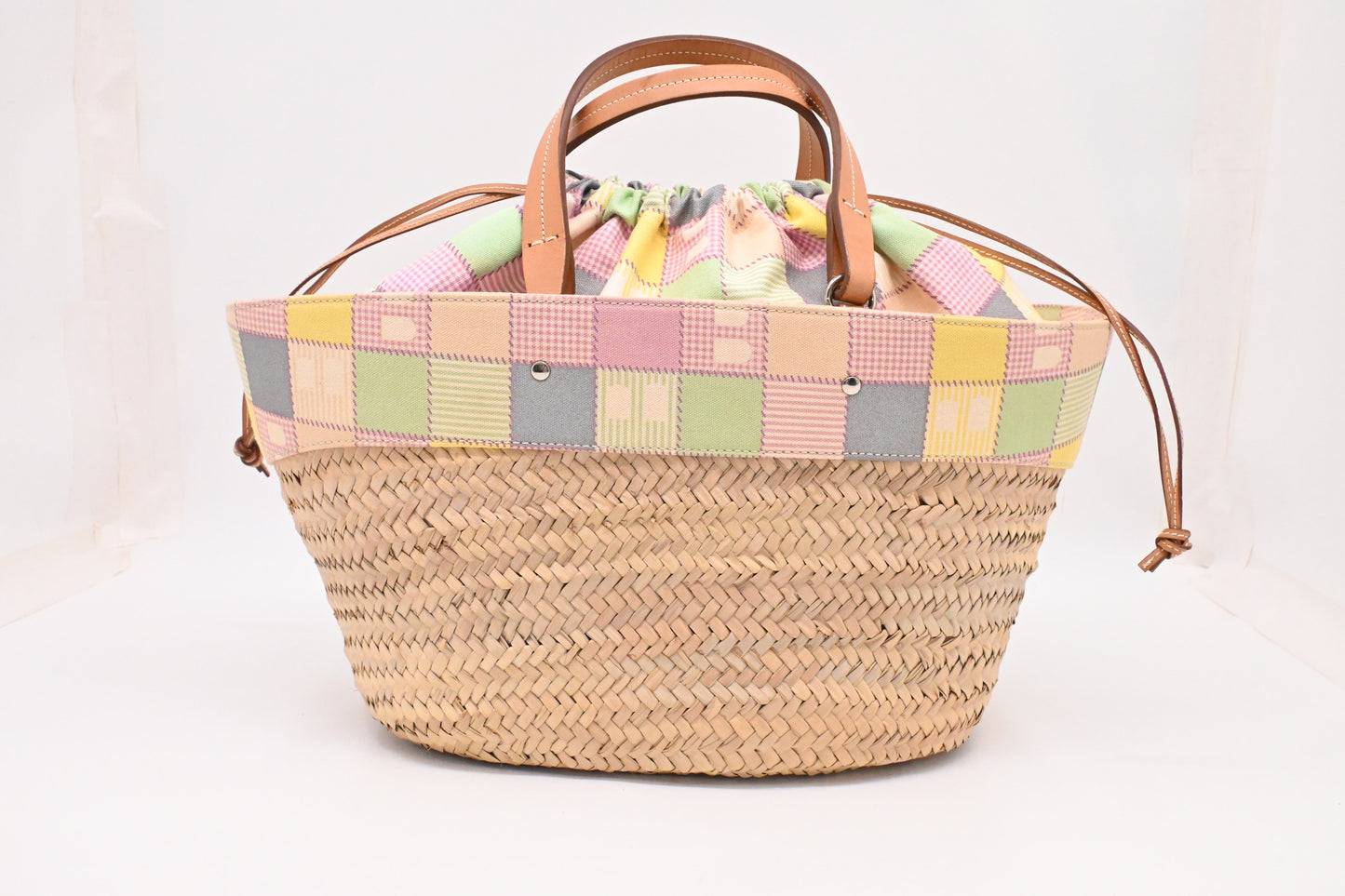 Bally Tote Bag in Multicolor Canvas and Beige Wicker