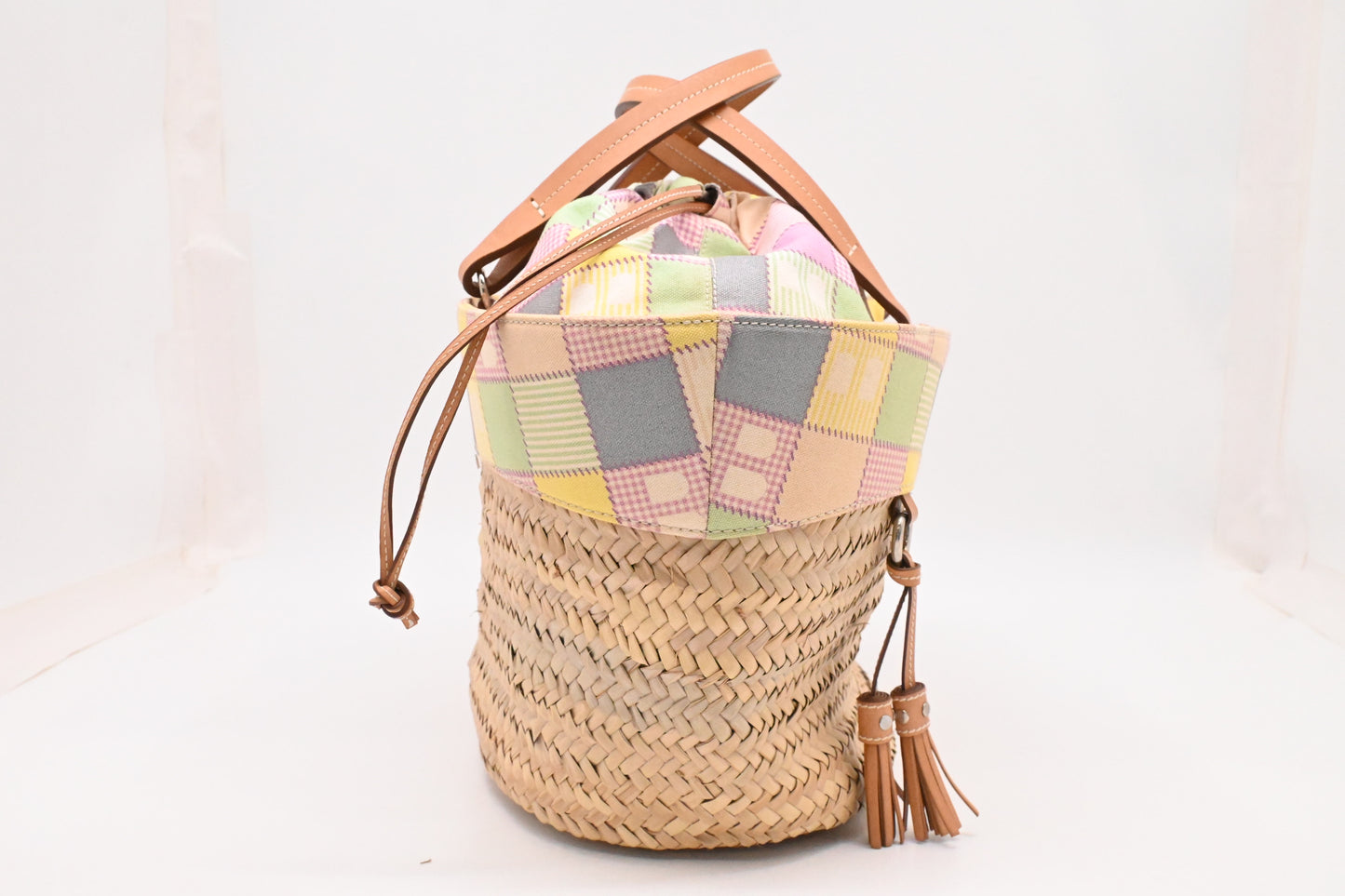 Bally Tote Bag in Multicolor Canvas and Beige Wicker