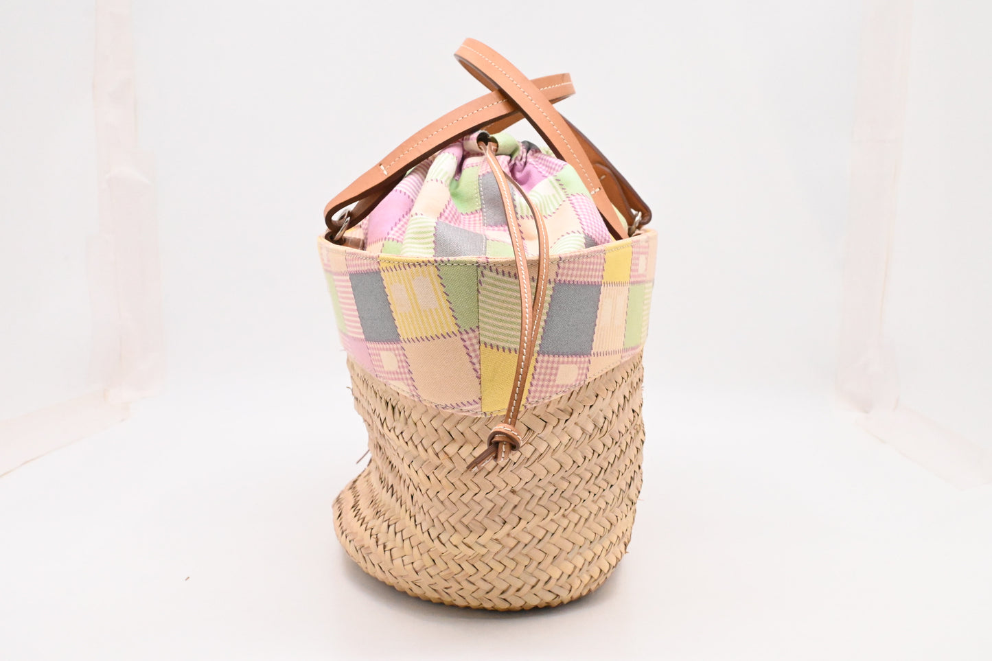 Bally Tote Bag in Multicolor Canvas and Beige Wicker