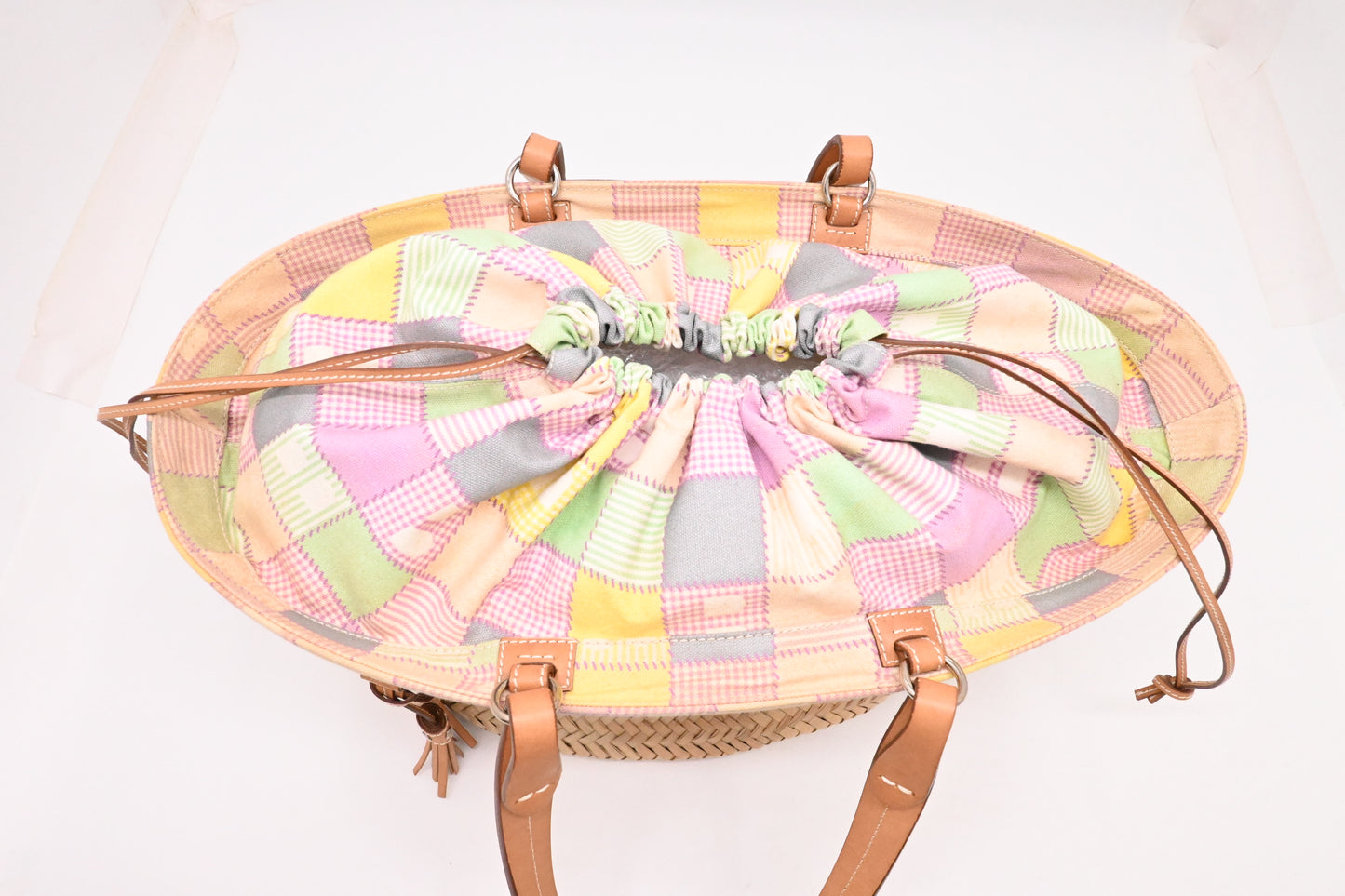 Bally Tote Bag in Multicolor Canvas and Beige Wicker