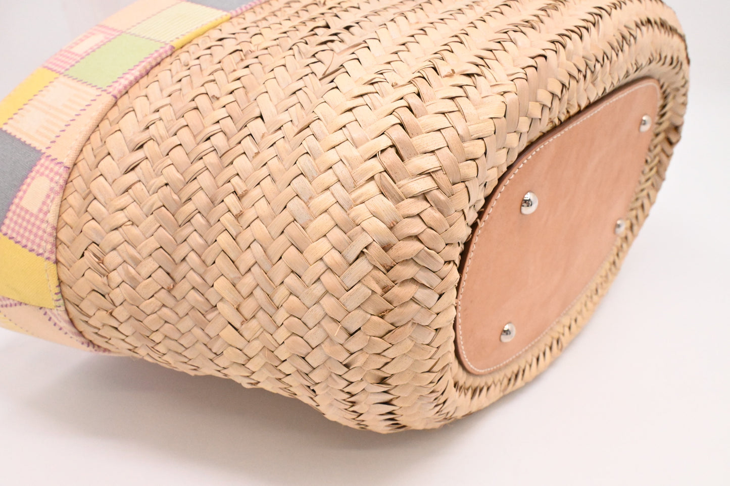 Bally Tote Bag in Multicolor Canvas and Beige Wicker
