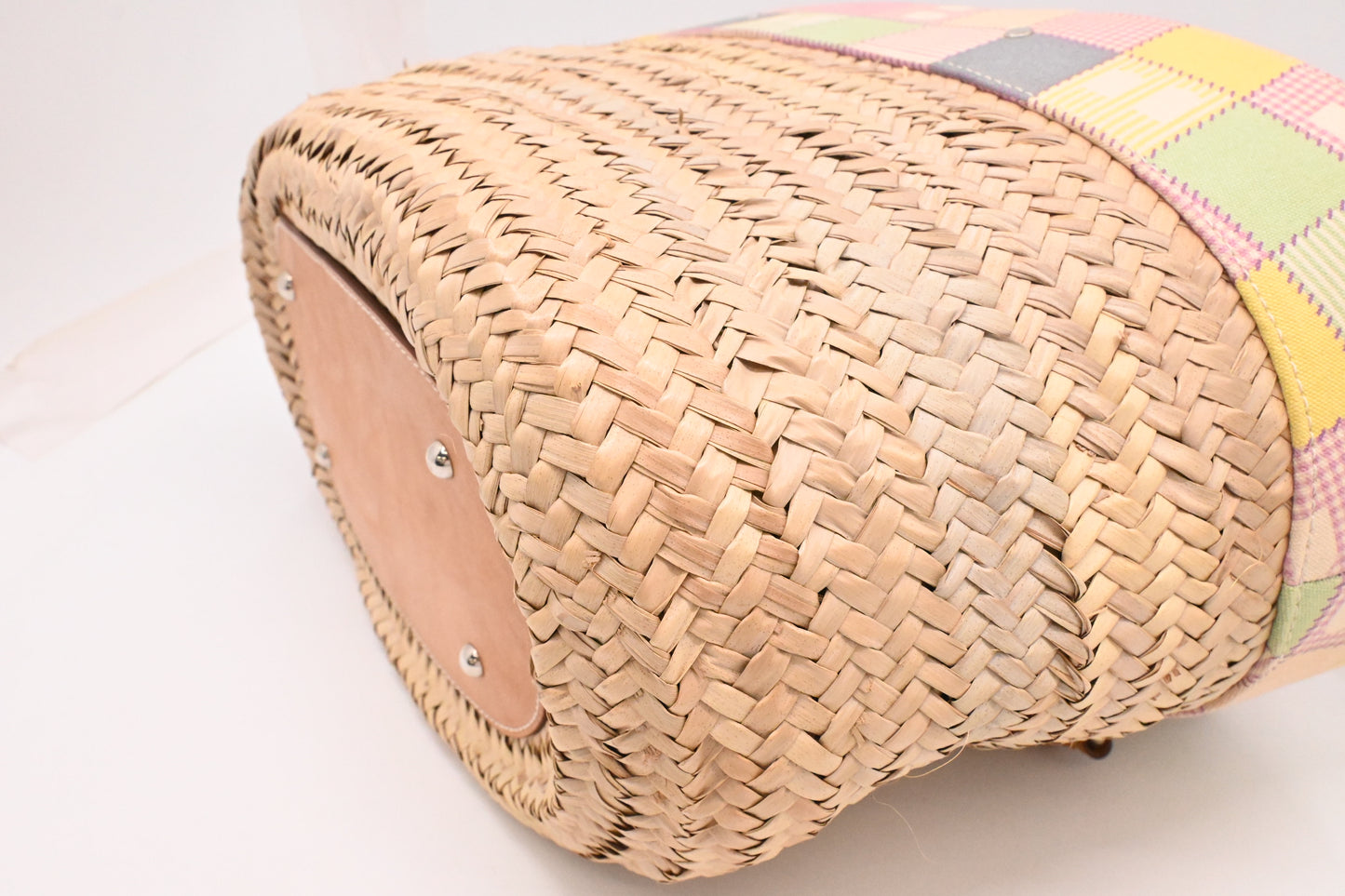 Bally Tote Bag in Multicolor Canvas and Beige Wicker