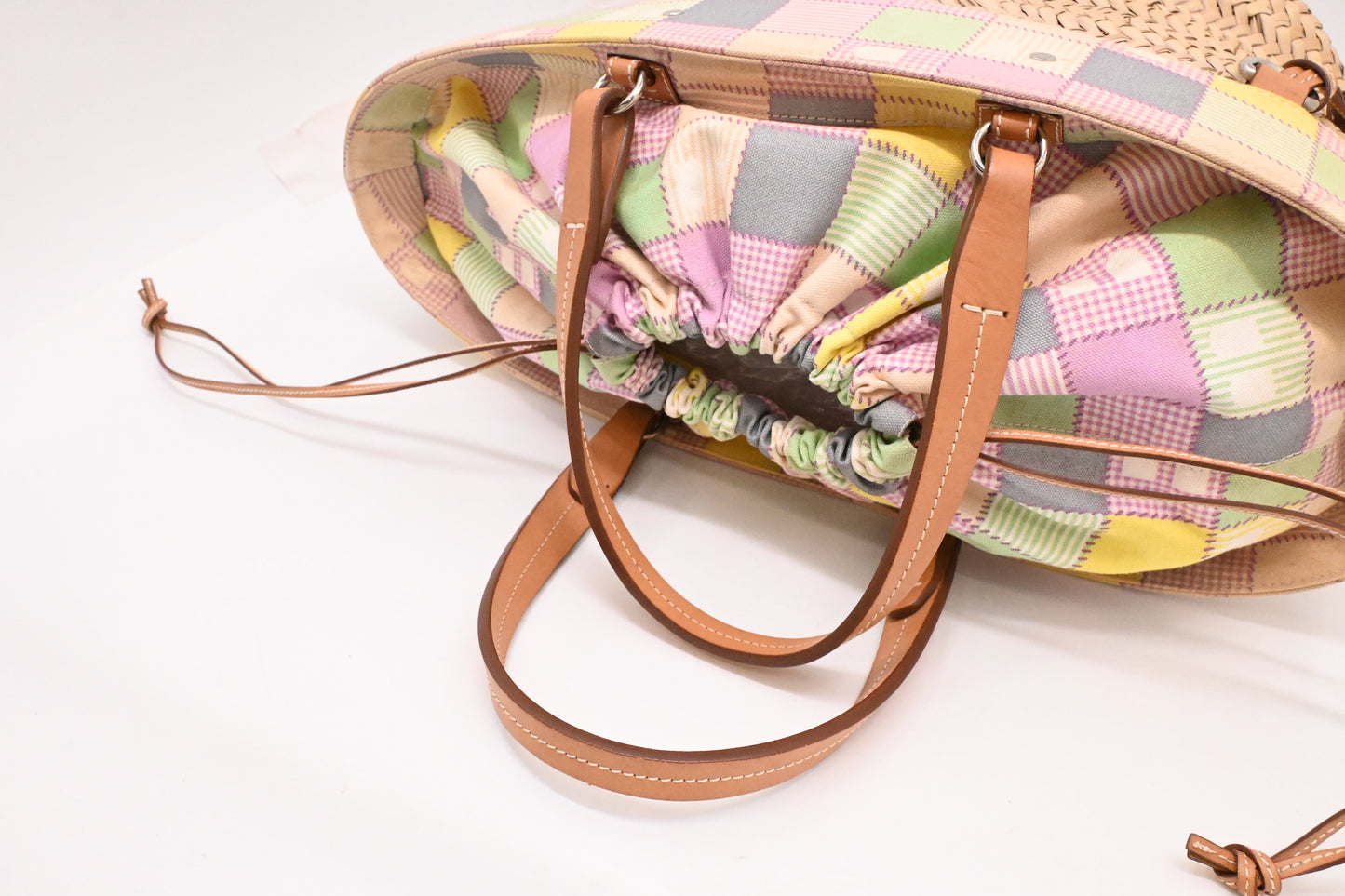 Bally Tote Bag in Multicolor Canvas and Beige Wicker