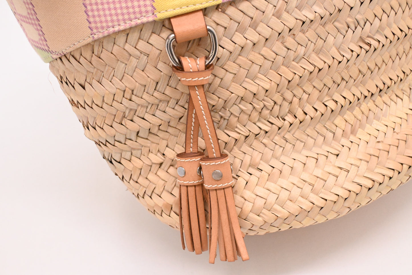 Bally Tote Bag in Multicolor Canvas and Beige Wicker