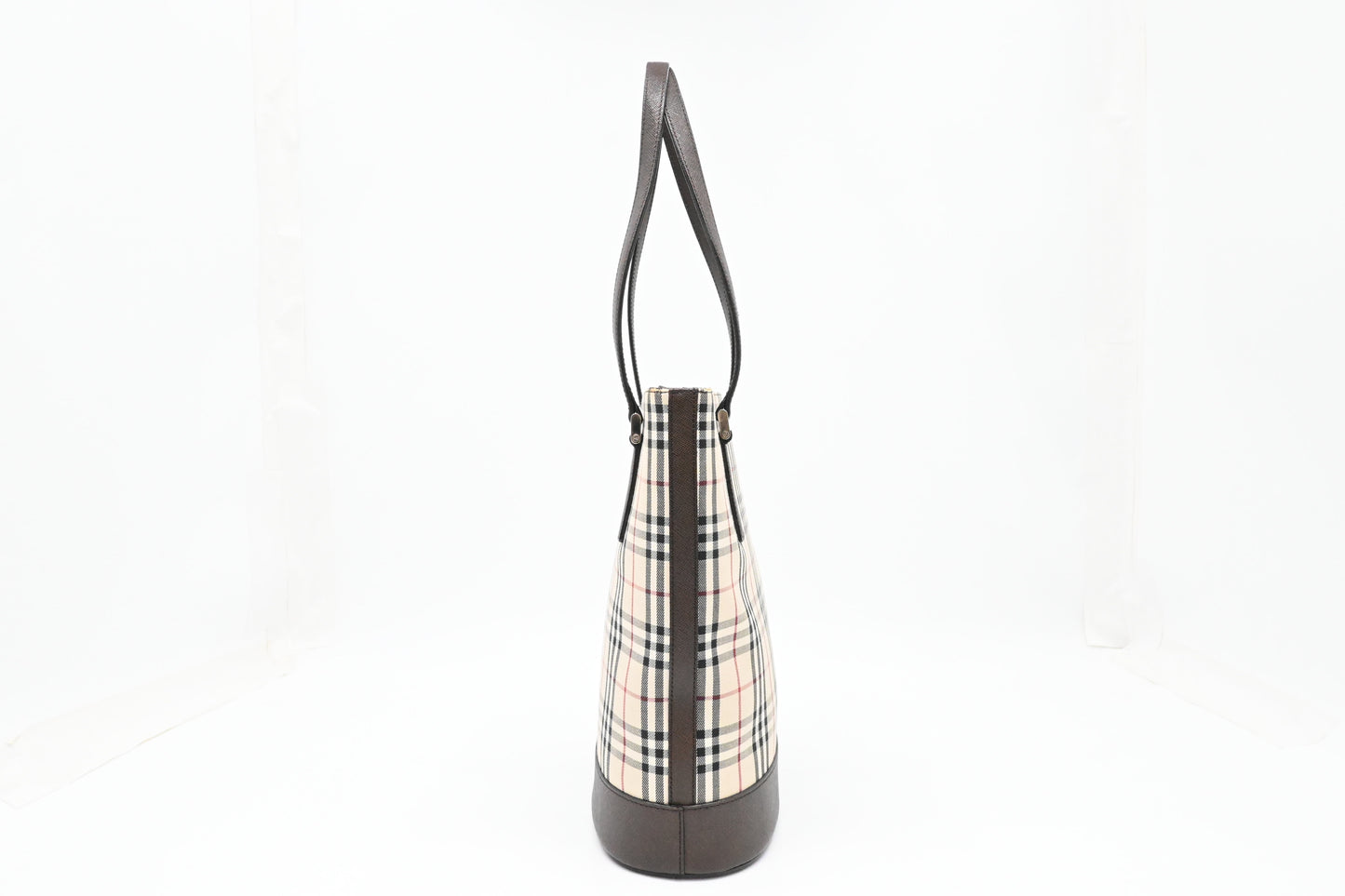 Burberry Bucket Shoulder Bag in Beige Checked Canvas