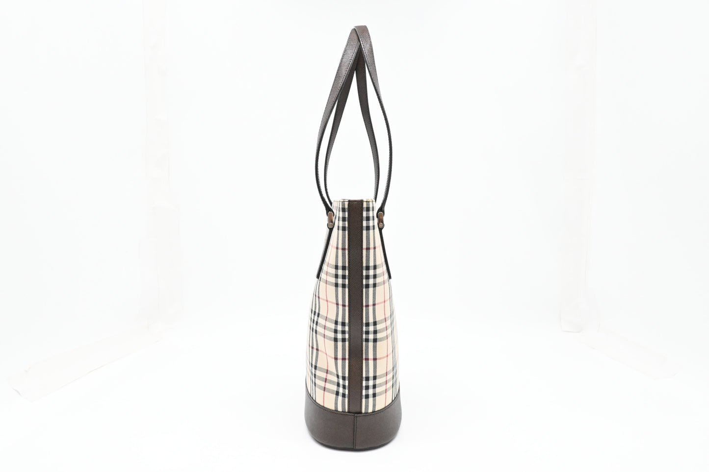 Burberry Bucket Shoulder Bag in Beige Checked Canvas