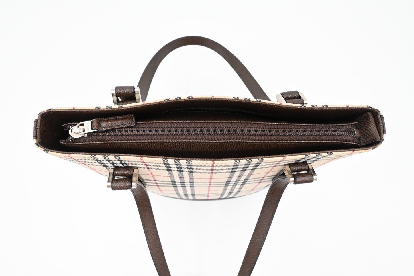 Burberry Bucket Shoulder Bag in Beige Checked Canvas