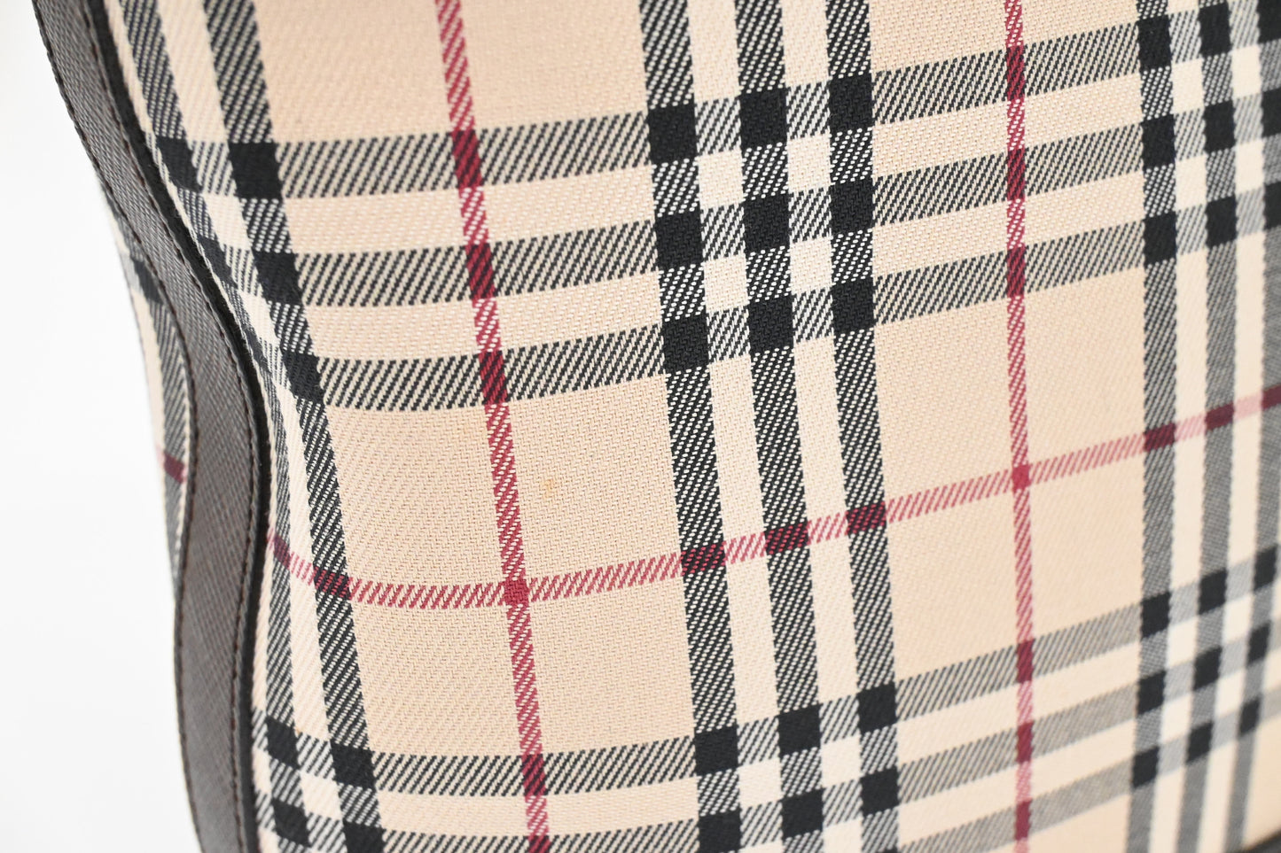 Burberry Bucket Shoulder Bag in Beige Checked Canvas