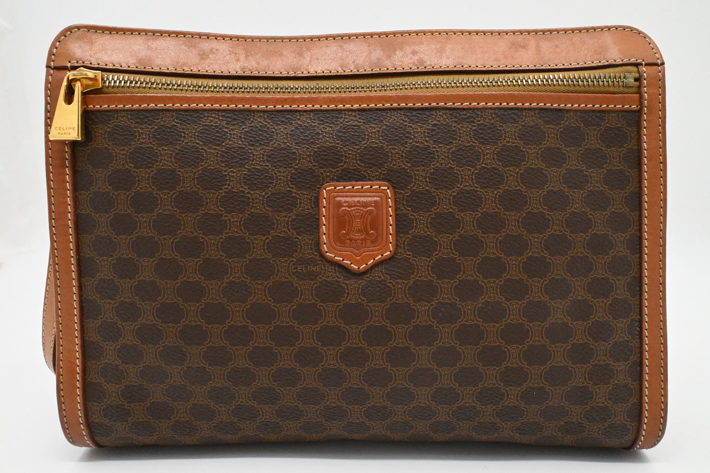 Celine Wristlet in Brown Macadam Canvas
