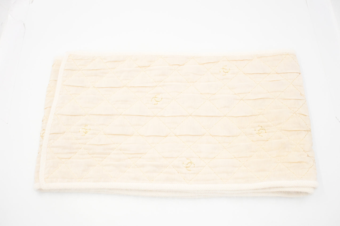 Chanel White and Gold Quilted Scarf
