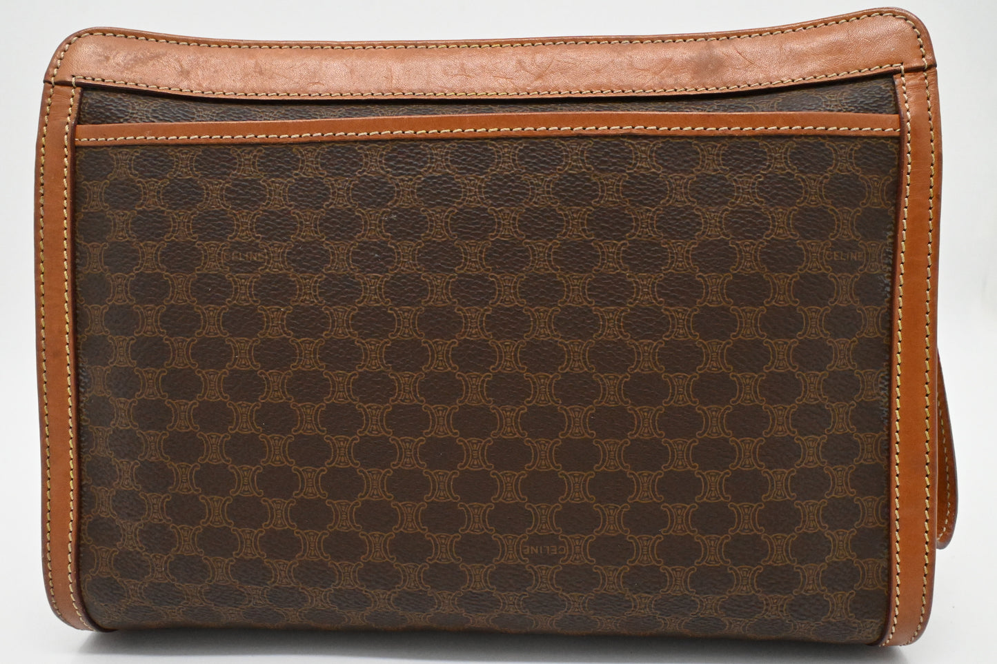 Celine Wristlet in Brown Macadam Canvas