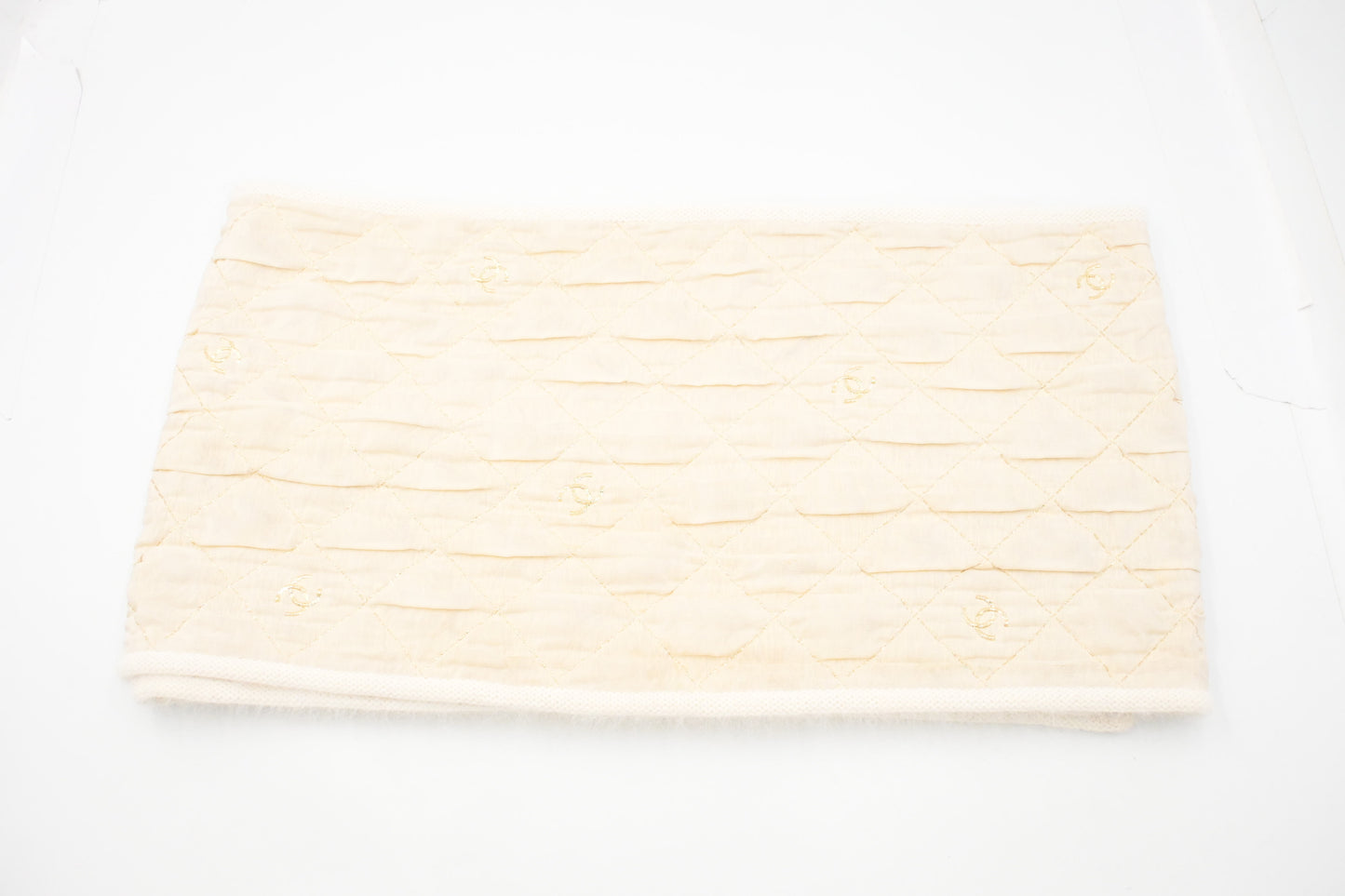 Chanel White and Gold Quilted Scarf