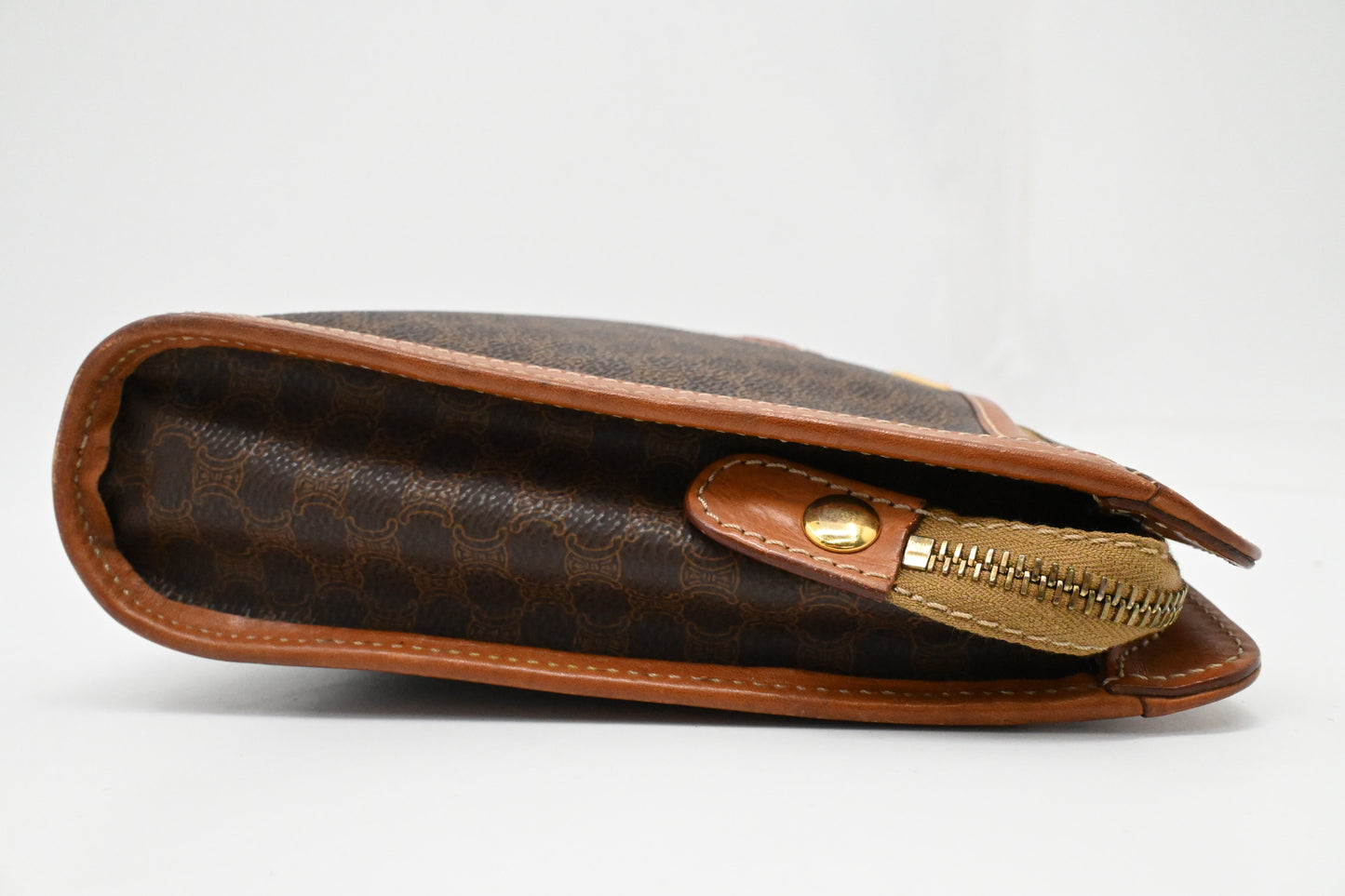 Celine Wristlet in Brown Macadam Canvas