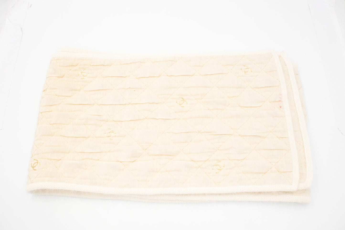 Chanel White and Gold Quilted Scarf