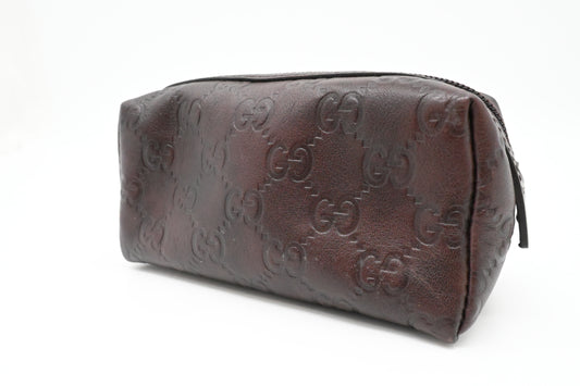 Gucci Cosmetics Pouch in Dark Brown Guccissima Leather