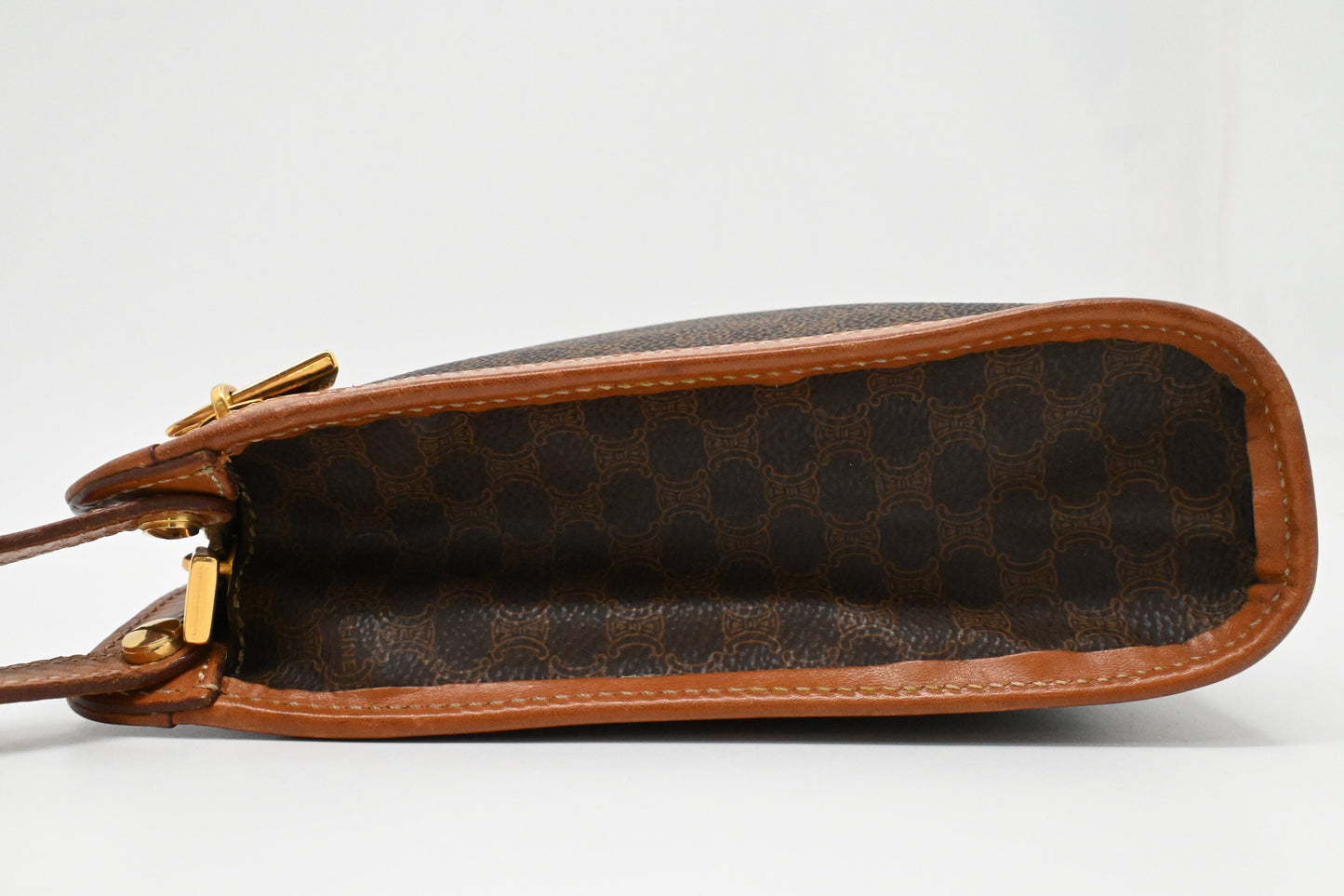 Celine Wristlet in Brown Macadam Canvas