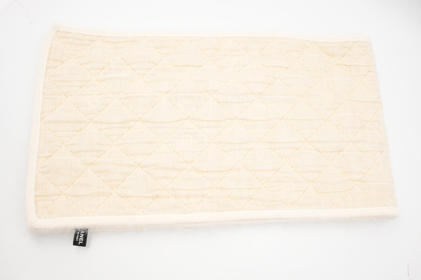 Chanel White and Gold Quilted Scarf