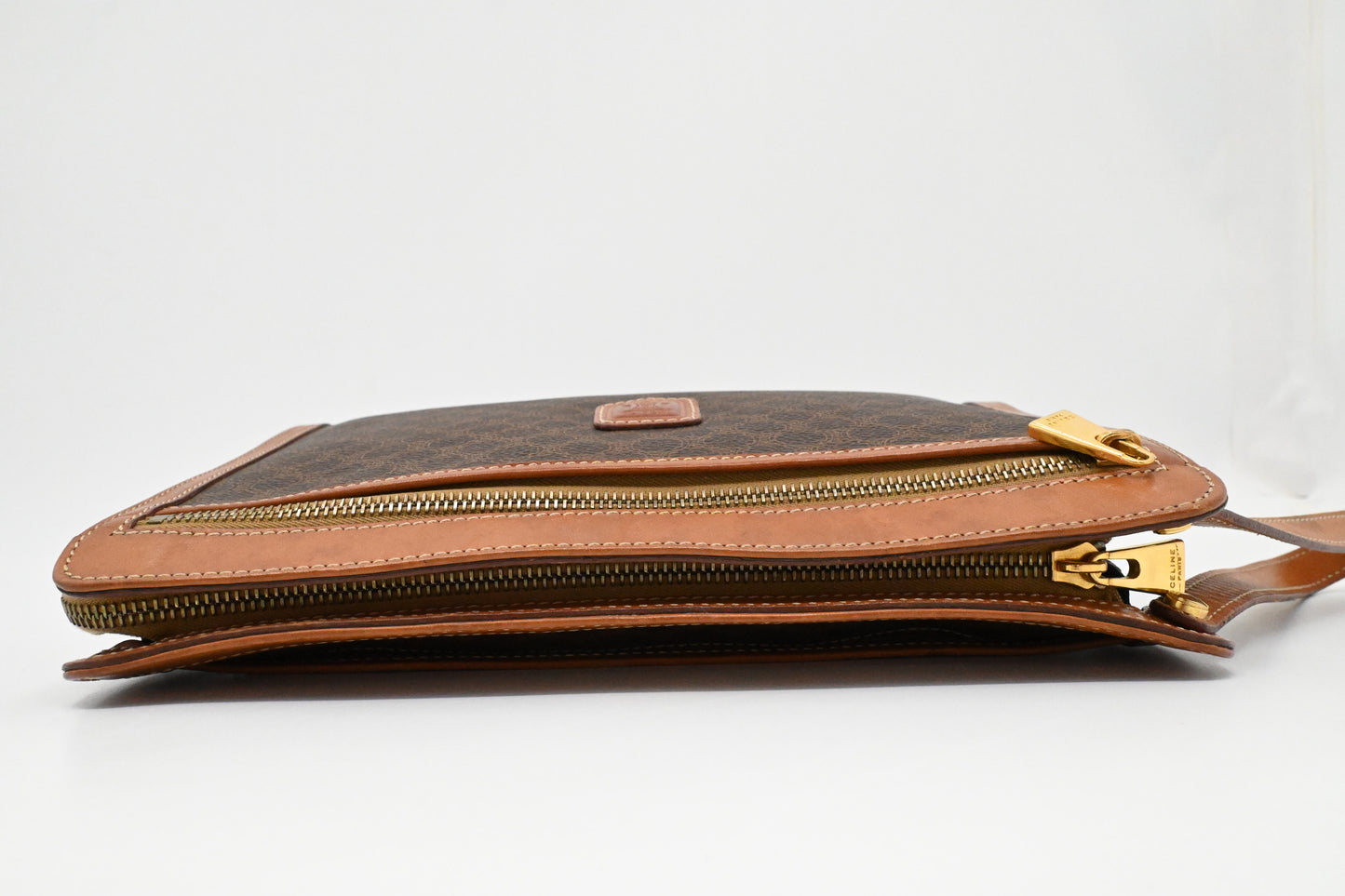 Celine Wristlet in Brown Macadam Canvas