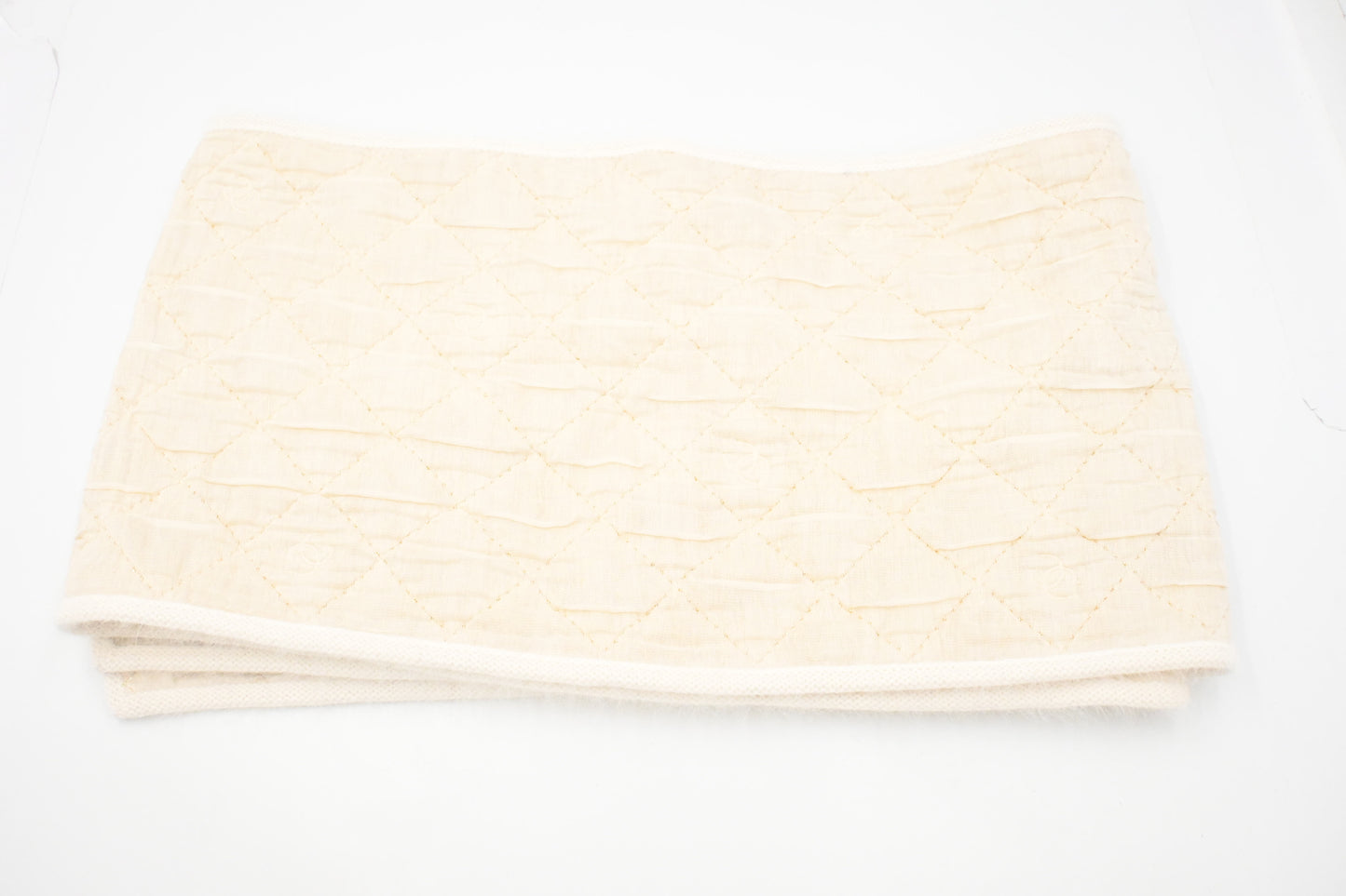 Chanel White and Gold Quilted Scarf