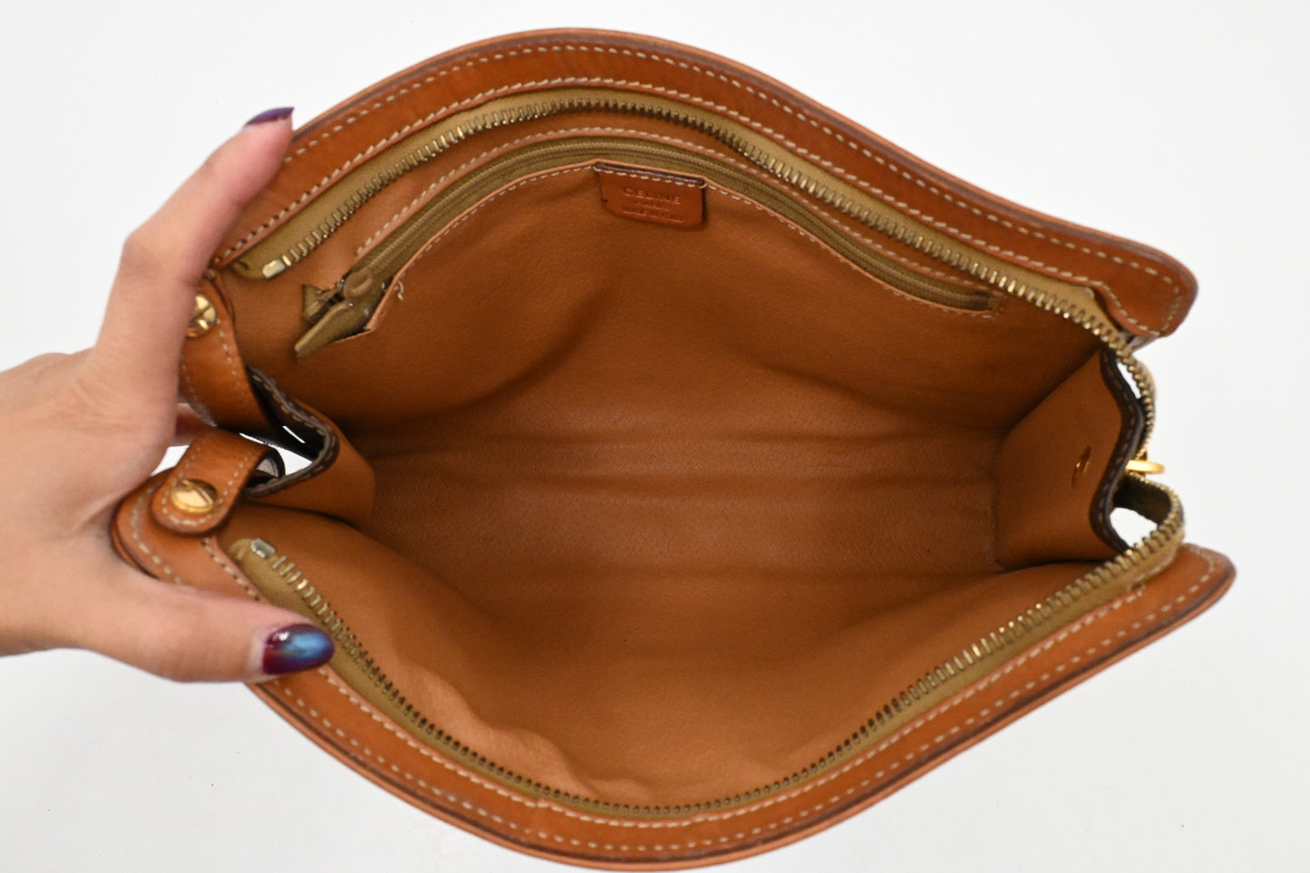 Celine Wristlet in Brown Macadam Canvas