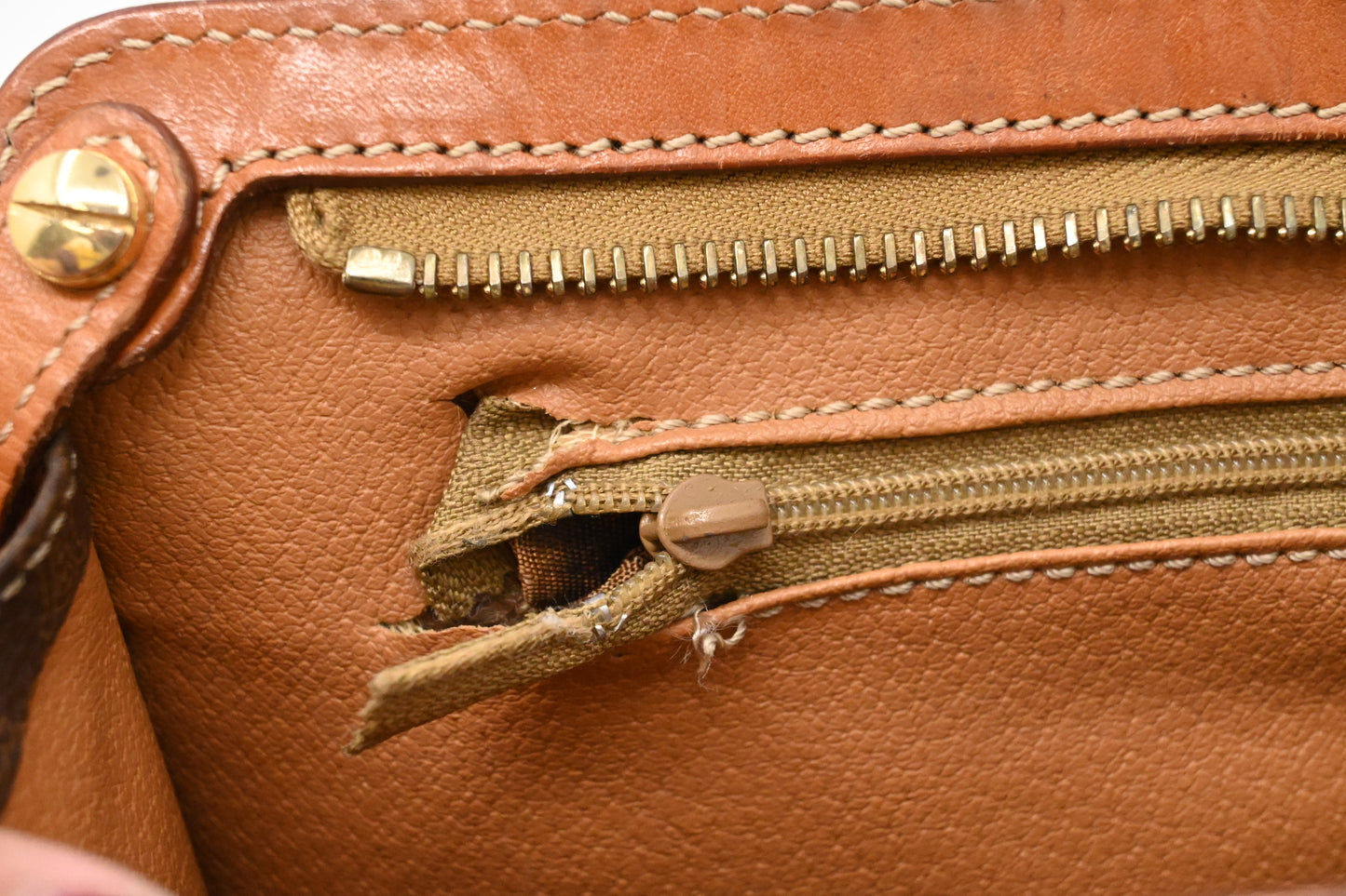 Celine Wristlet in Brown Macadam Canvas
